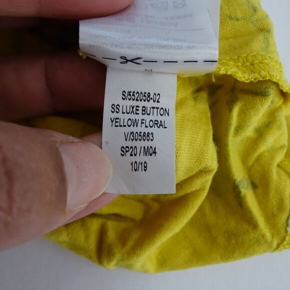 Old Navy Yellow Floral Button Up Short Sleeve Top Women Size XS Jersey Knit - Picture 6 of 8
